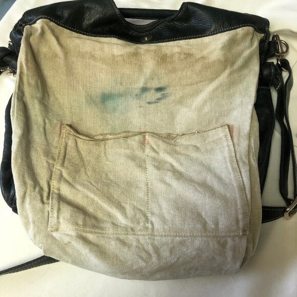 Genuine Roots Black Leather Bucket Crossbody Shoulder Bag Purse - Picture 13 of 16